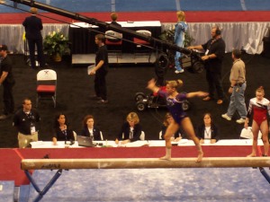 Alicia Sacramone on beam during Day 1 of the 2008 Visa US Championships