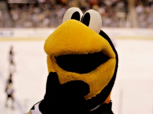 The Penguin asks, "Where is Everyone's Favorite Goalie? He won us games!"